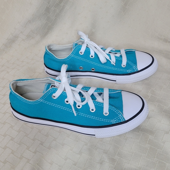 Converse Chuck Taylor teal blue green low top lace up youth kids sneakers size 2 - Picture 8 of 14